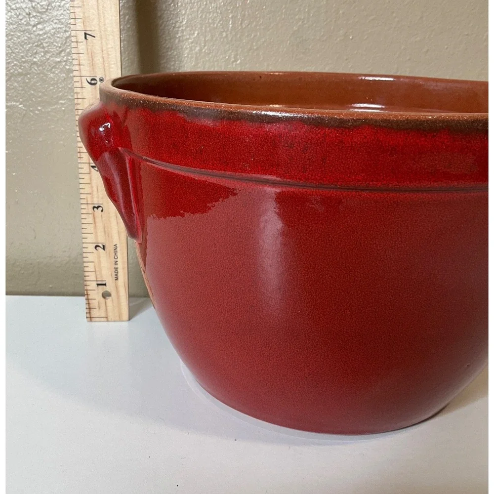 Tavola Bella Terracotta Pottery Stonewear Red Glazed Crock Pot Bowl Planter